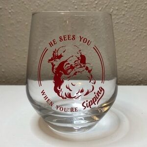 Hallmark’s Christmas Wine Glass “HE SEES YOU WHEN YOU'RE SIPPING" VIP 2023